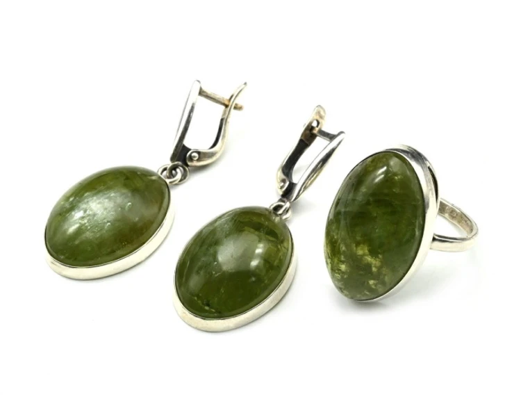 💍 Кольцо и серьги из серебра-925 со вставками из апатита