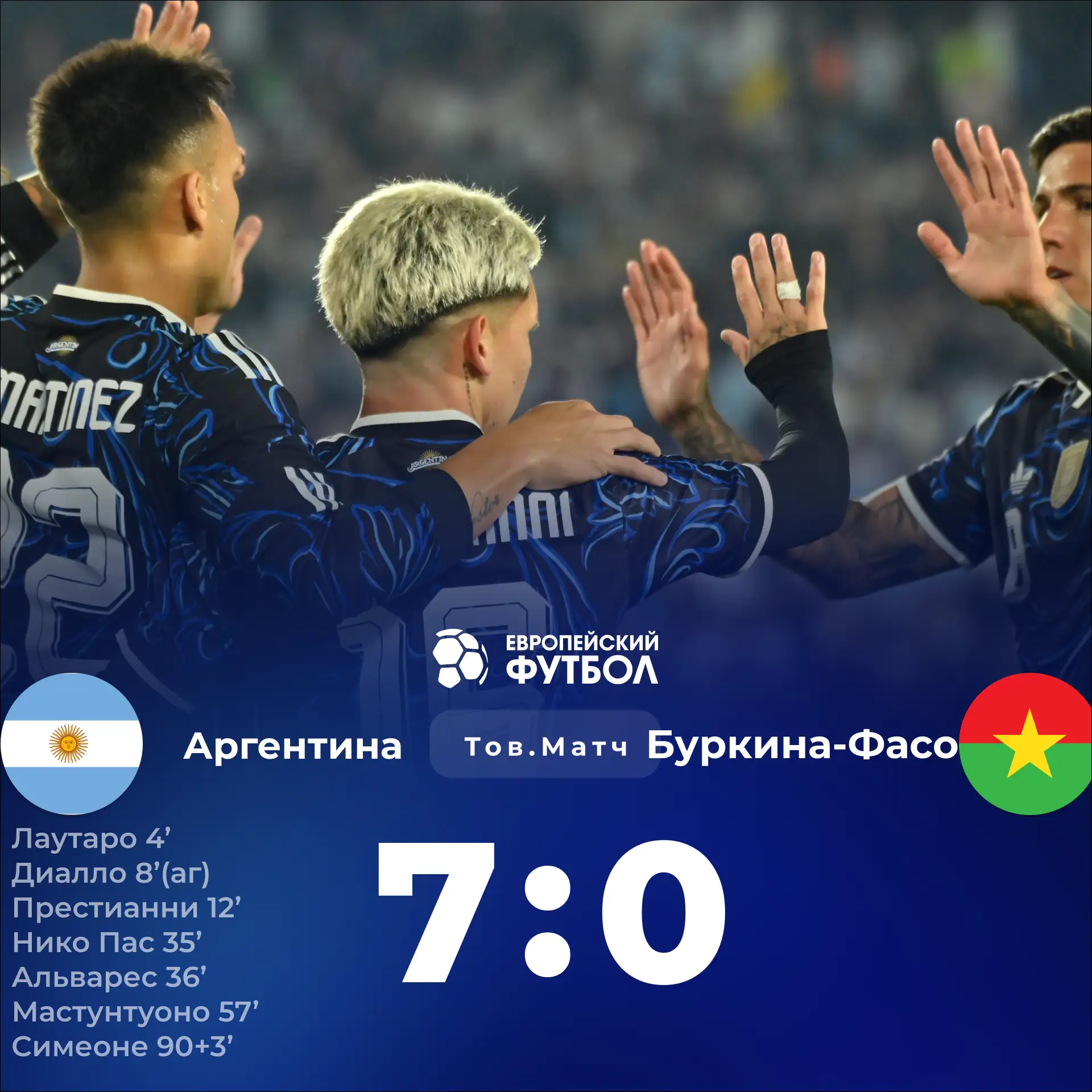 Сборная Аргентины сегодня ночью разгромила сборную Буркина-Фасо