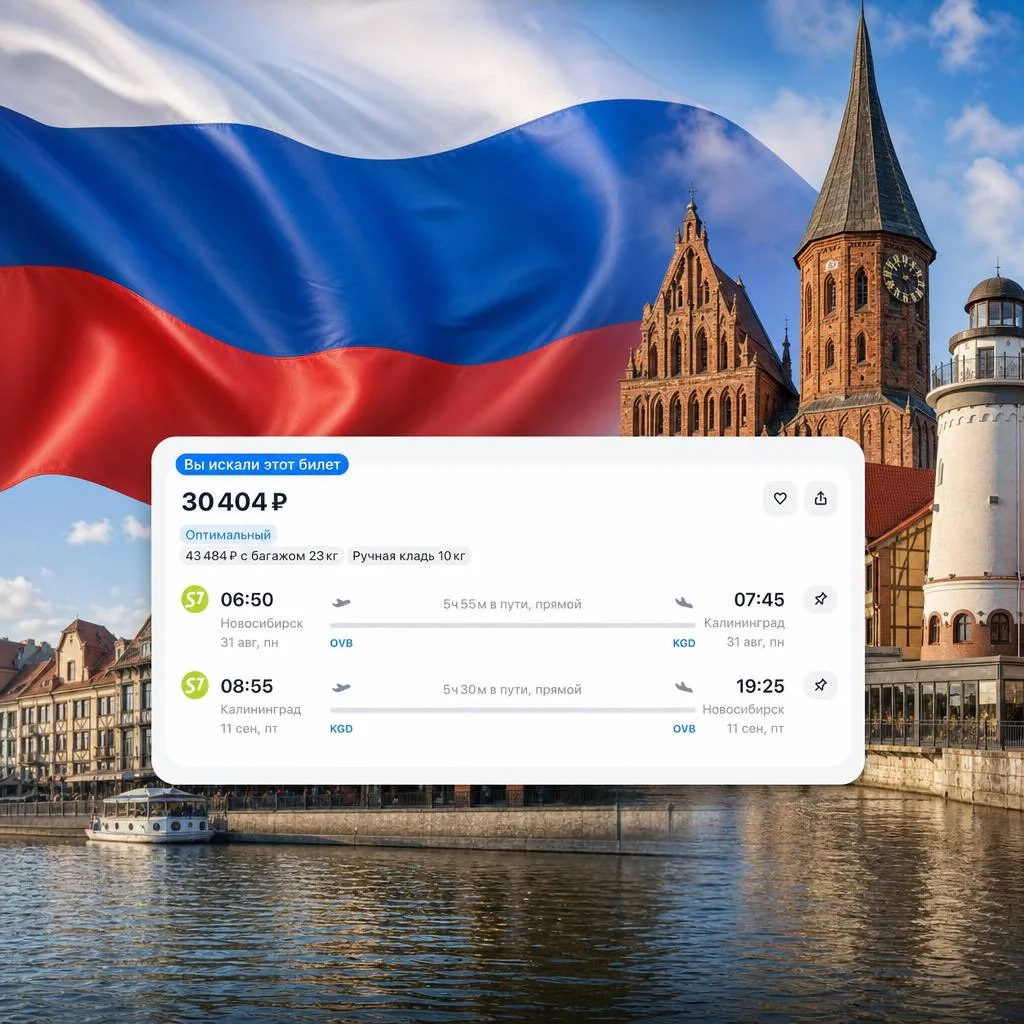 Улететь из Новосибирска в Калининград 

Новосибирск — Калининград — Новосибирск
 
✈️31 августа – 11 