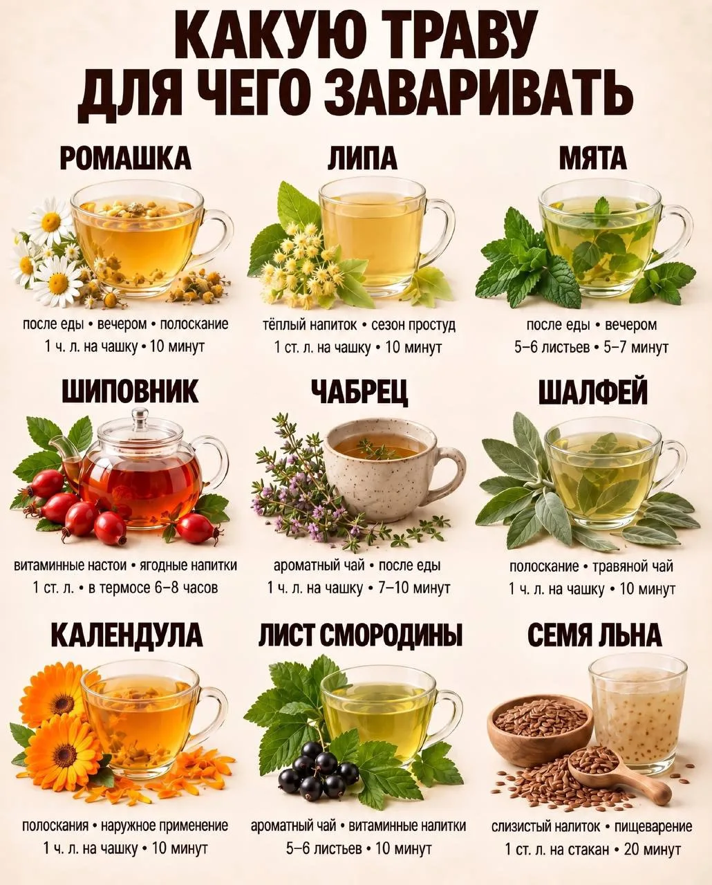 Для чего какую траву заваривать? 🍵