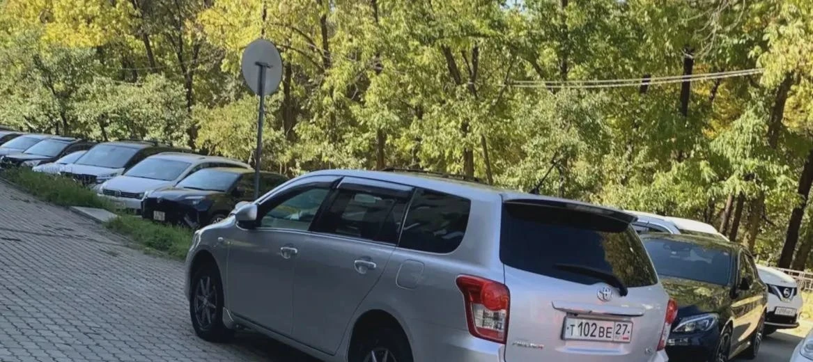 Парковка на тротуаре в Хабаровске