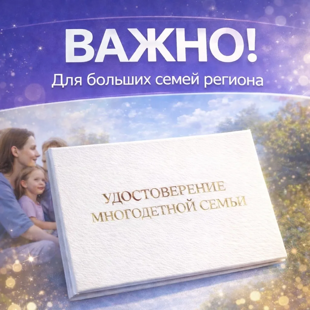 🔹Удостоверение многодетной семьи выдается при условии совместного проживания родителей с детьми до 1