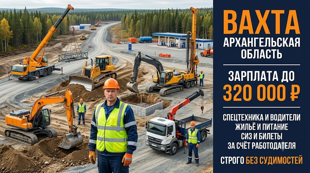 🏗 Вахта в Архангельскую область — спецтехника и водители

Заработная плата: до 320 000 ₽ в месяц
📍