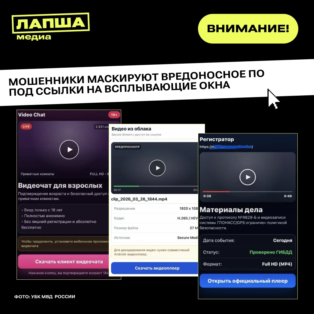 👮Мошенники обманывают россиян, маскируя вредоносное ПО под ссылки на всплывающие окна.   Подобные сс