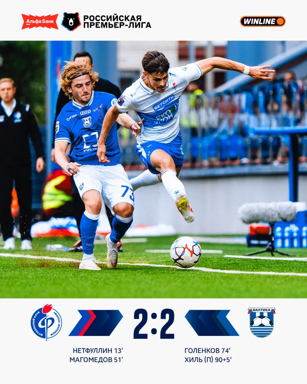 «Балтика» спаслась с 0:2 и драматично вырвала ничью у «Факела» (2:2) на последних секун...