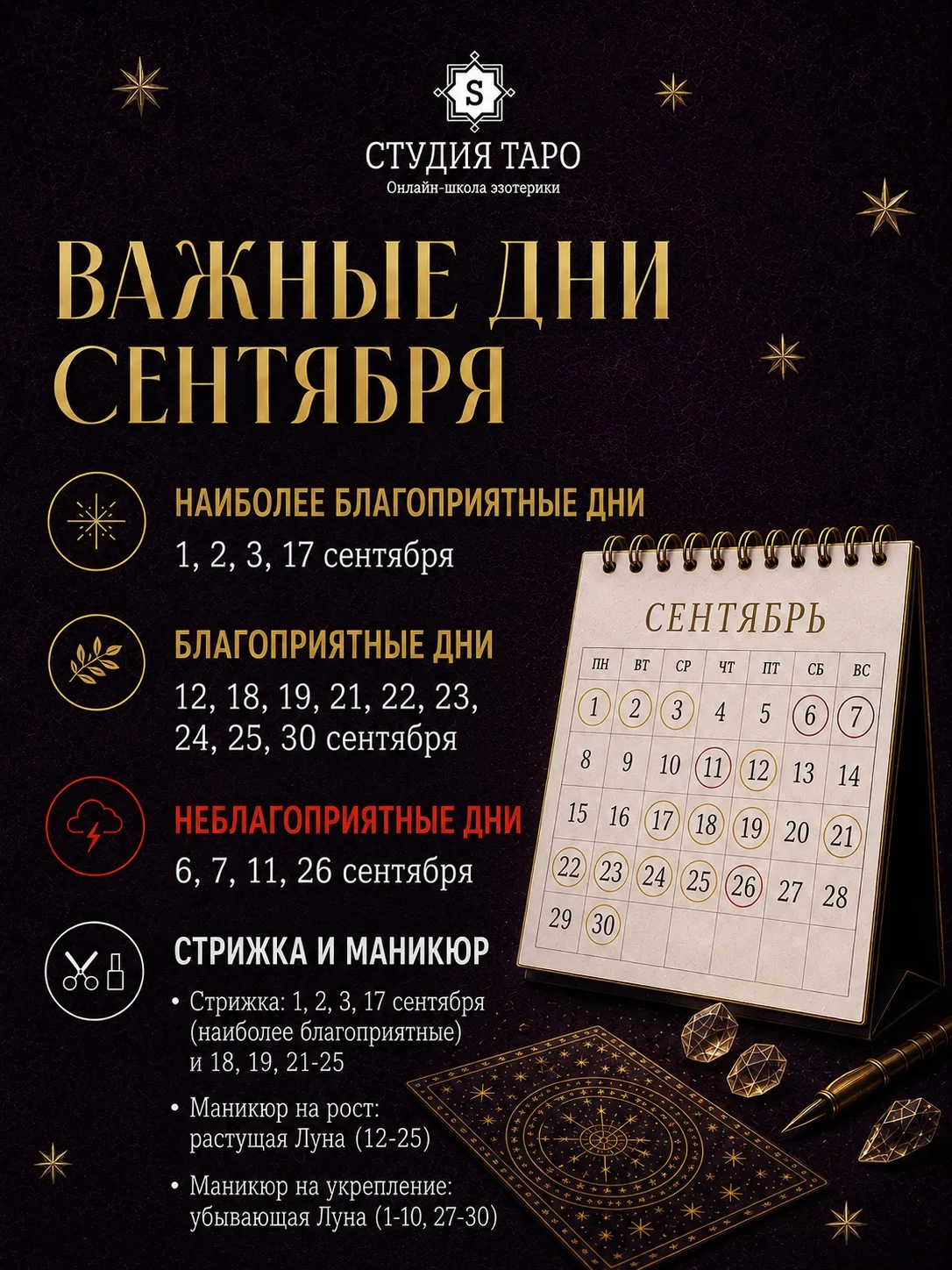 Лунный календарь на сентябрь 2026: фазы, благоприятные и неблагоприятные дни⤵️