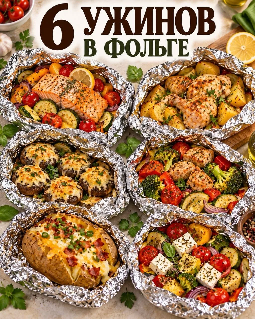 Просто сложи всё в фольгу — дальше духовка сделает сама🍲