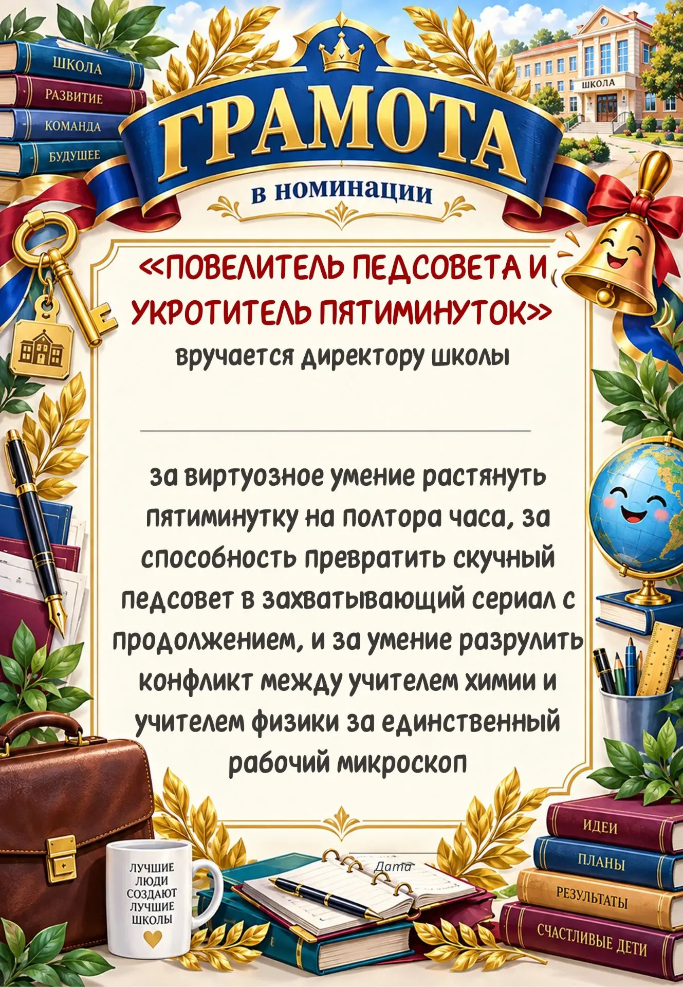 📢 ✅Шуточные номинации директору и завучам ко Дню учителя — это набор из 6 готовых грам...