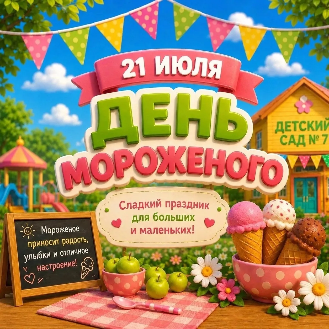 🍦 21 июля — День мороженого! 

Лето сложно представить без любимого холодного лакомства. Мороженое 