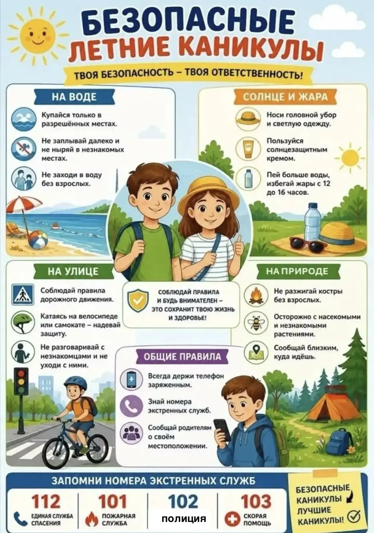 Безопасные каникулы -главная цель отдыха! ⬆️