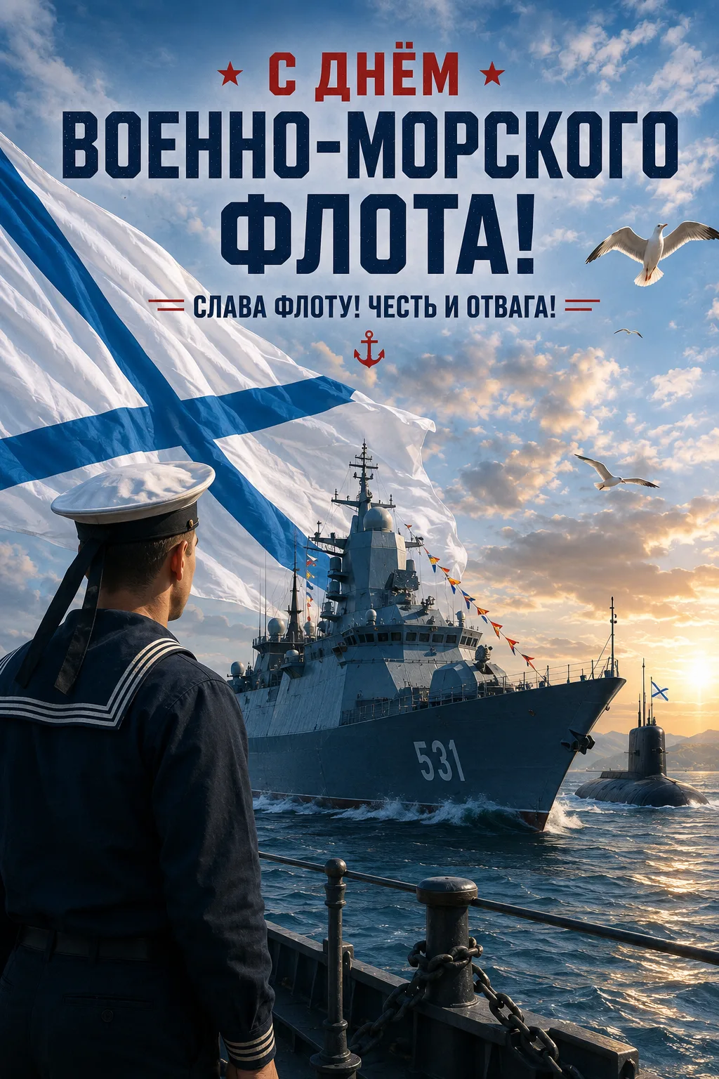 🇷🇺⚓ С Днём Военно-Морского Флота!

Поздравляю всех, кто служил и служит в ВМФ! Спасибо за мужество