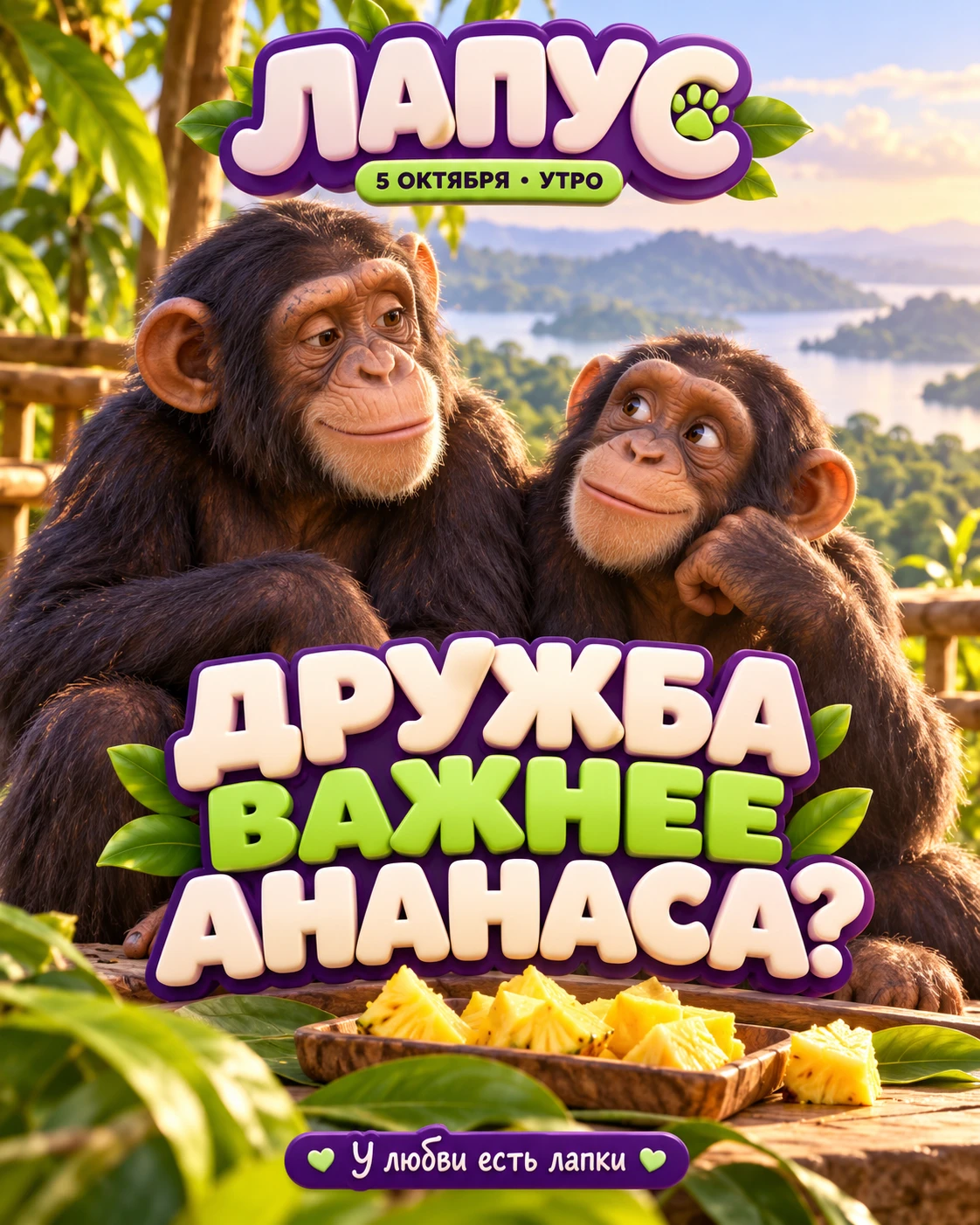 🍍 **Шимпанзе реже забирают ананас у друзей**