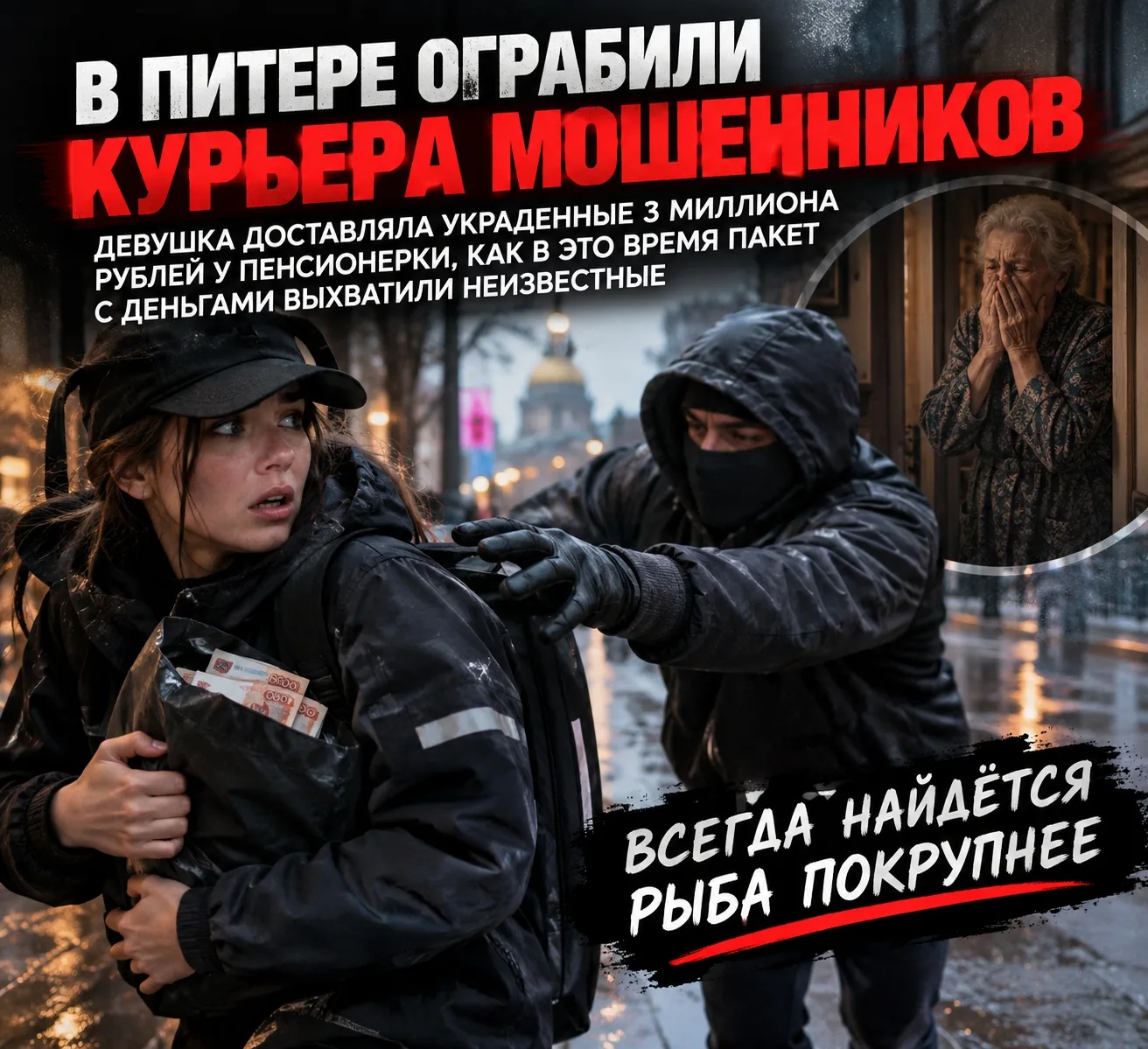 В Питере ограбили курьера мошенников — девушка доставляла украденные 3 миллиона рублей ...