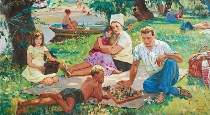 👆 Николай Бондаренко. Семья на отдыхе. 1975