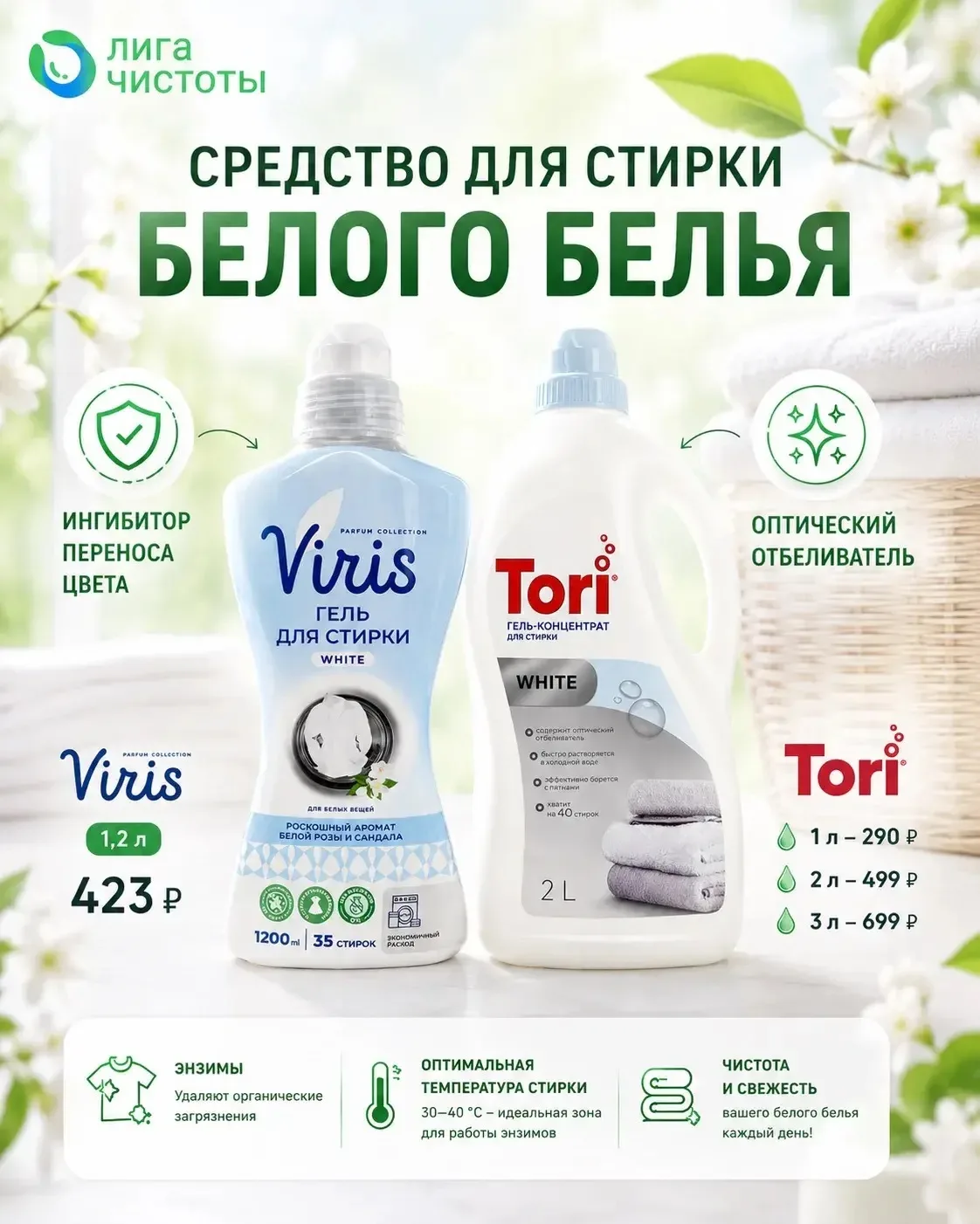 🧪 Минутка бытового просвещения

Есть два основных компонента, которые помогают БЕЛОМУ БЕЛЬЮ дольше 