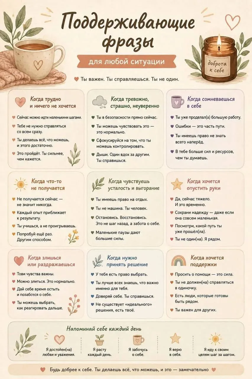 Сохрани для себя и важных для тебя людей. Эмпатичная поддержка фразами в моменты, когда...