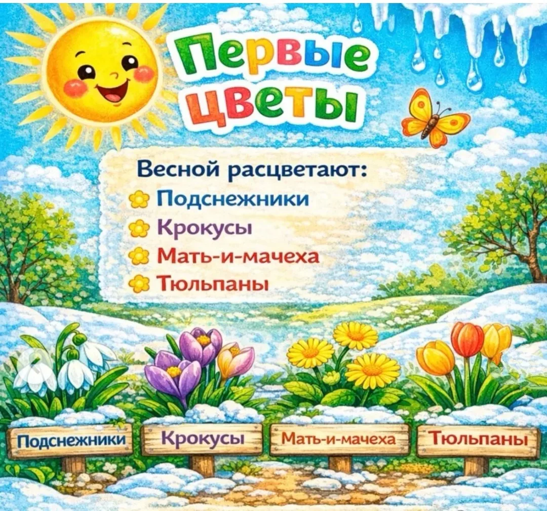 🌱ВЕСЕННЯЯ ВИКТОРИНА  С приходом тепла из под снега появляются первые весенние цветы.   А какие цветы
