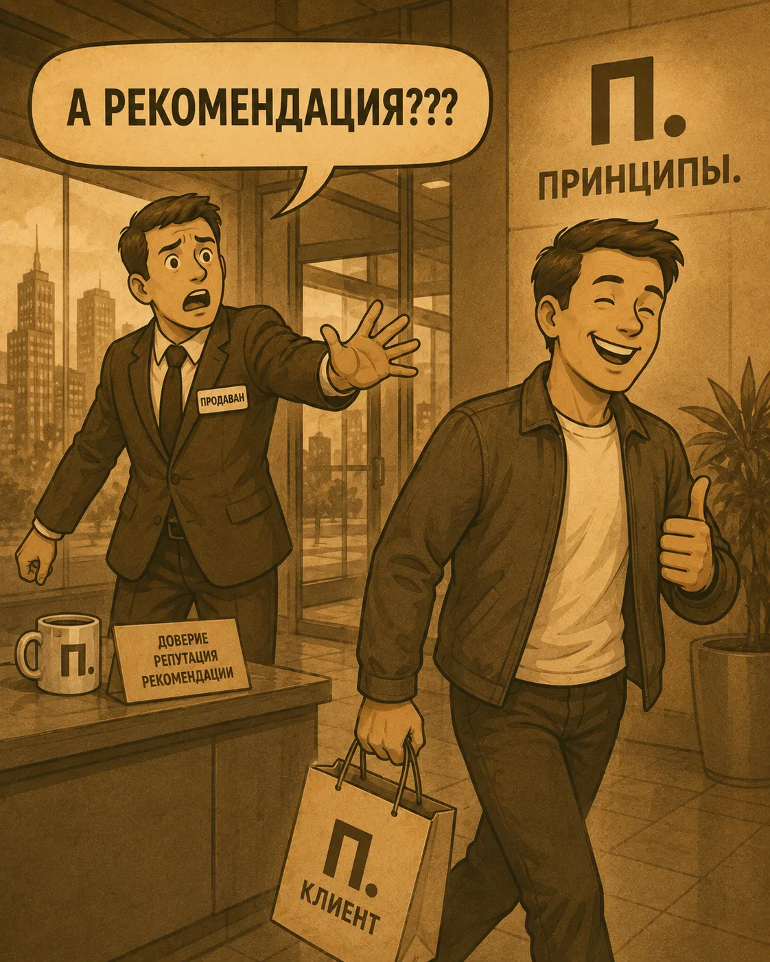 П. Почему довольный Клиент не всегда рекомендует

Как считаете: если Клиент доволен, он сам тебя пор