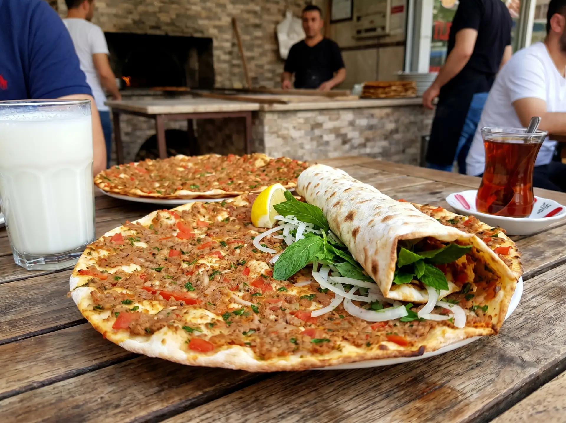 Турецкая пицца Лахмаджун 🇹🇷🍕

Ингредиенты:

Для теста:  
- Вода — 200 мл 💧  
- Мука — 350–400 г 
