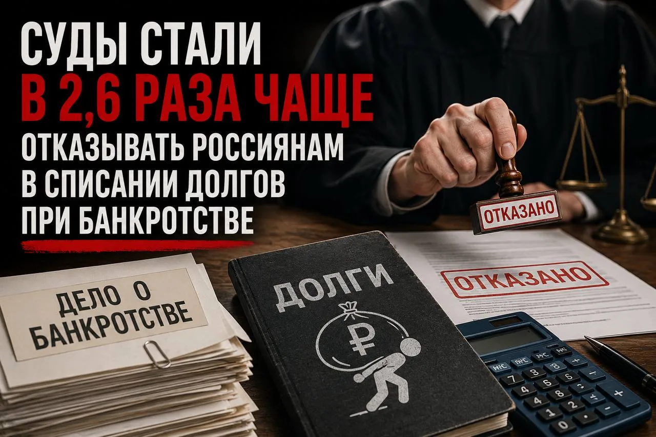 Суды стали в 2,6 раза чаще отказывать россиянам в списании долгов при банкротстве
