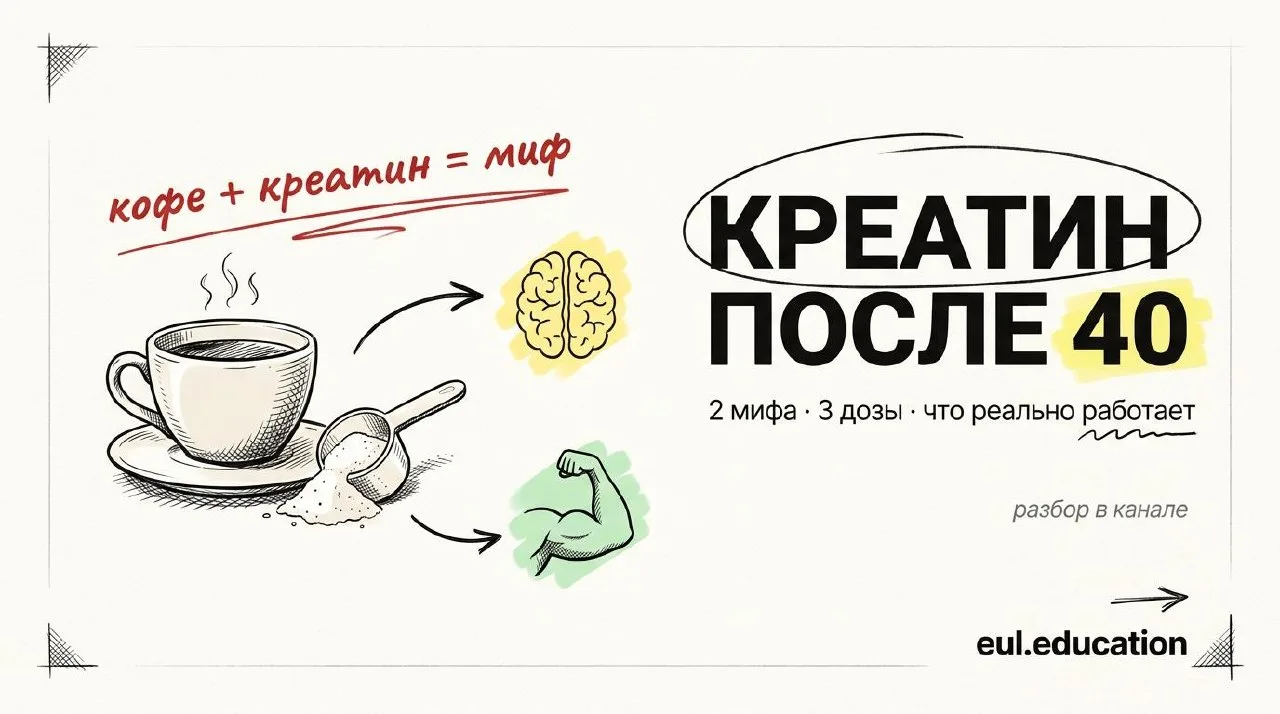 КРЕАТИН: ДВА МИФА, ТРИ ДОЗЫ И ОТДЕЛЬНАЯ ИСТОРИЯ ДЛЯ ЖЕНЩИН 40+