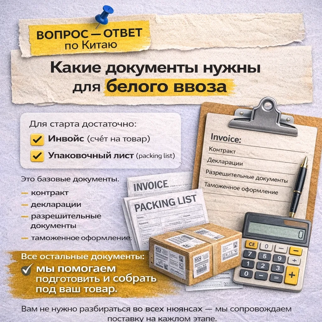 ❓ Минимальный пакет документов для белого ввоза из Китая — что реально нужно?