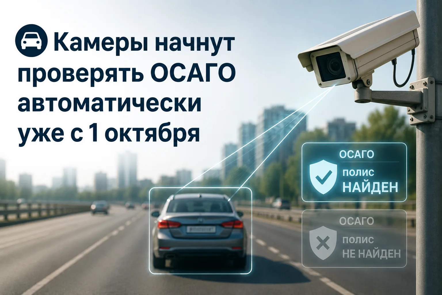 🚗 Камеры начнут проверять ОСАГО автоматически уже с 1 октября

В России готовят запуск автоматическ