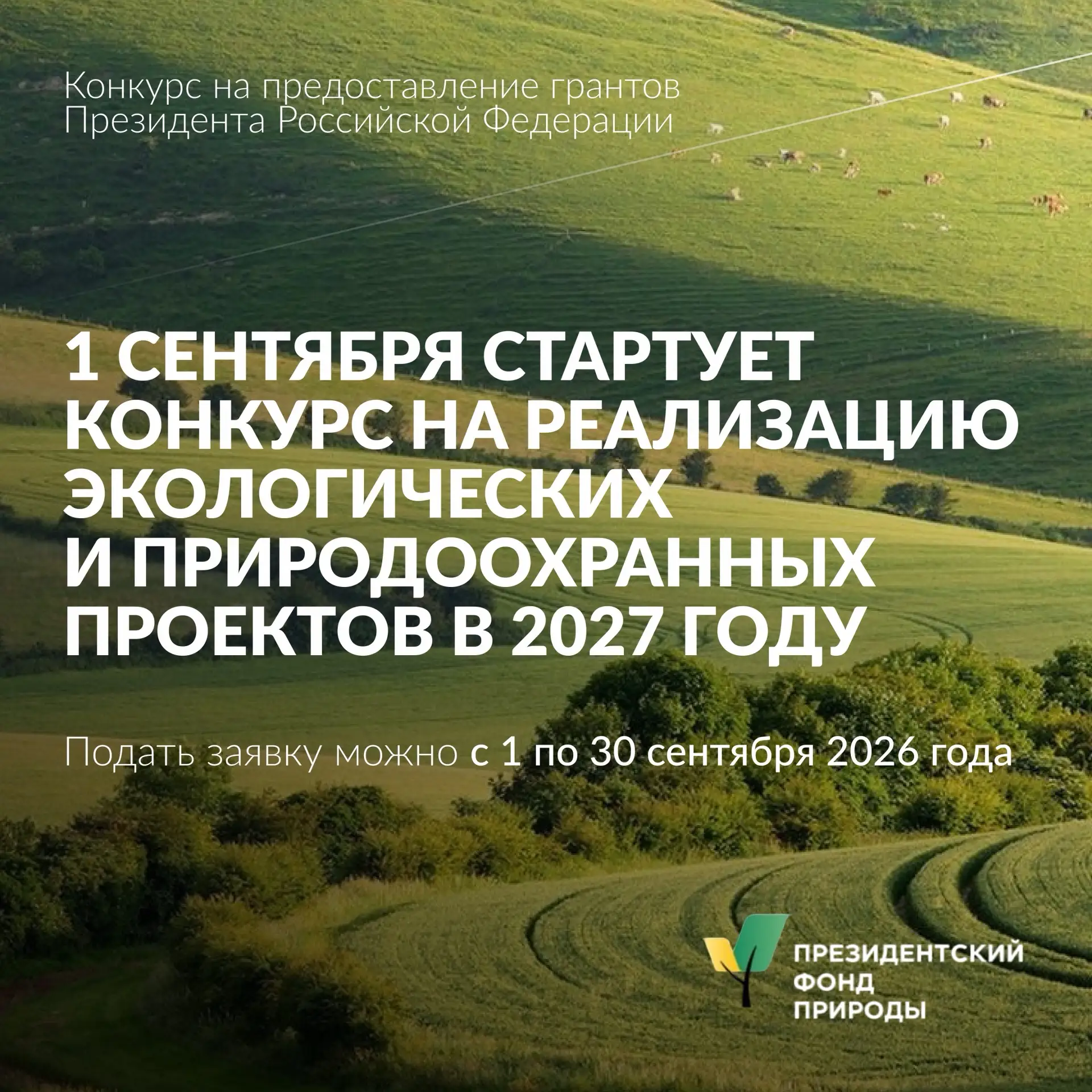 С 1 сентября 2026 года начинается прием заявок на конкурс Президентского фонда экологич...