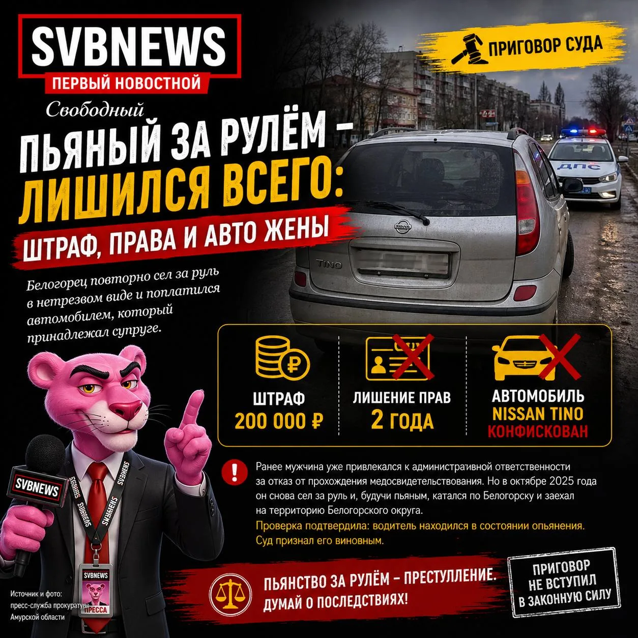 В Белогорске у нетрезвого водителя конфисковали автомобиль супруги  Белогорский городской суд вынес 