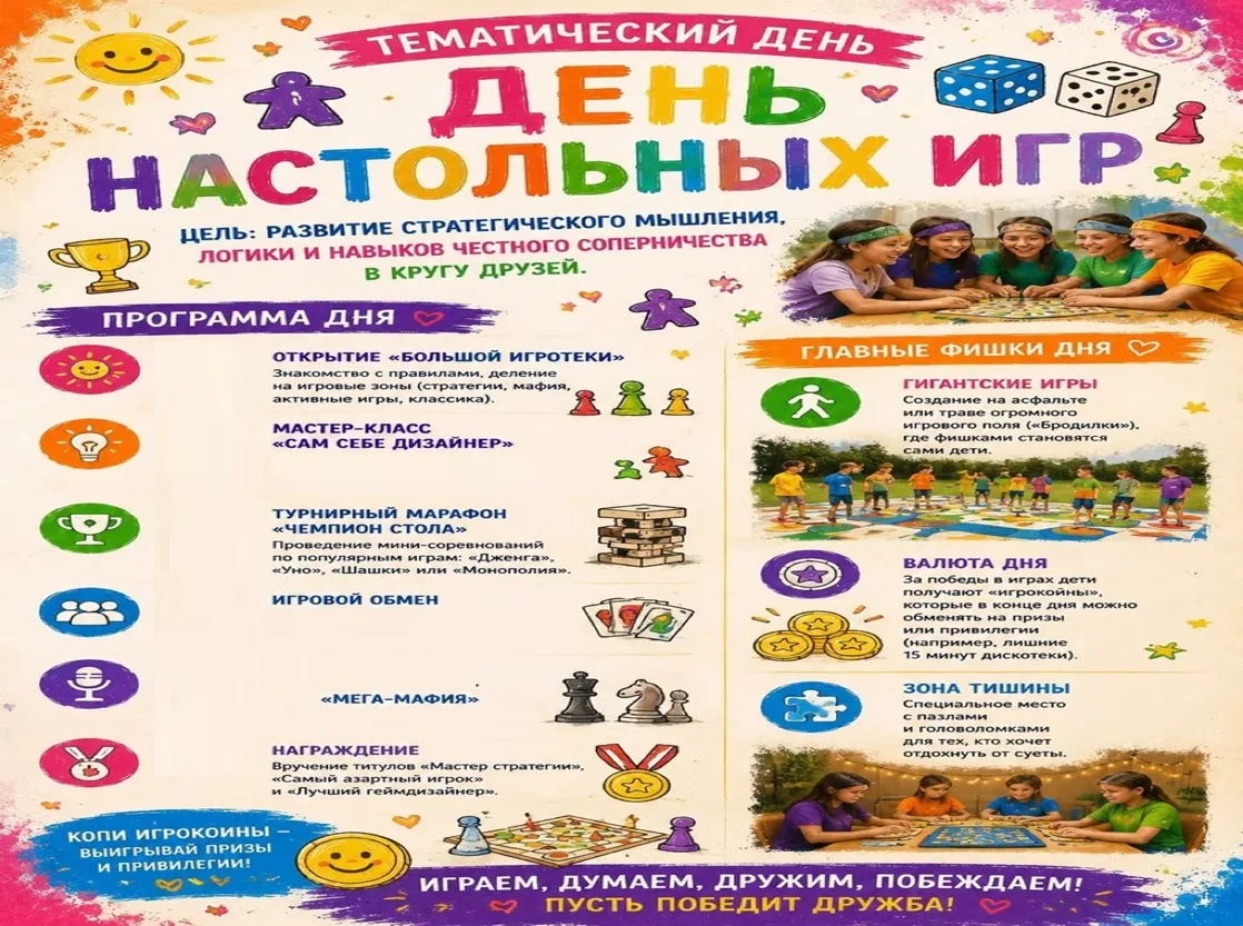 ✨ Лагерь «Быть здоровым — здорово!»: День 11. День настольных игр! ✨

Сегодня у нас было жарко от аз