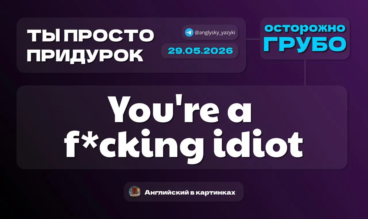 🤬 Ты просто придурок — как сказать по-английски?