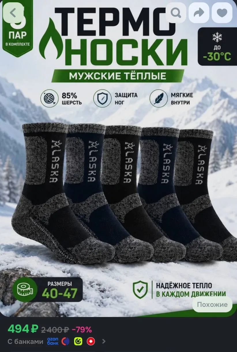 Носки мужские ALASKA, 5 пар