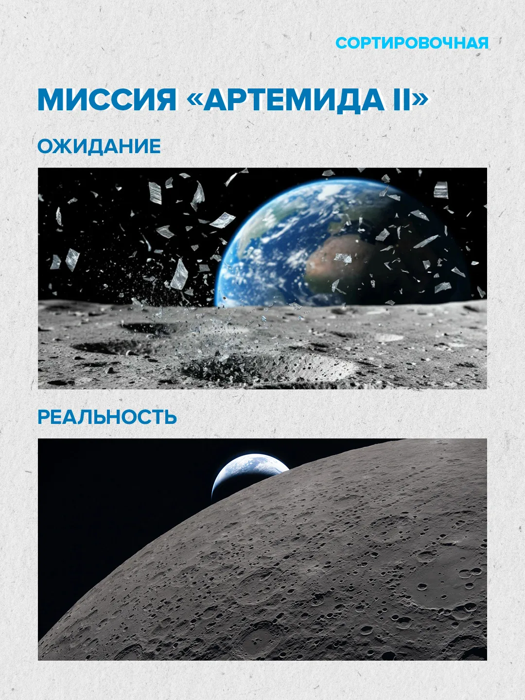 🤨 А где мусор? Астронавты запечатлели Луну и Землю  При этом космический мусор, угрожающий орбите, п