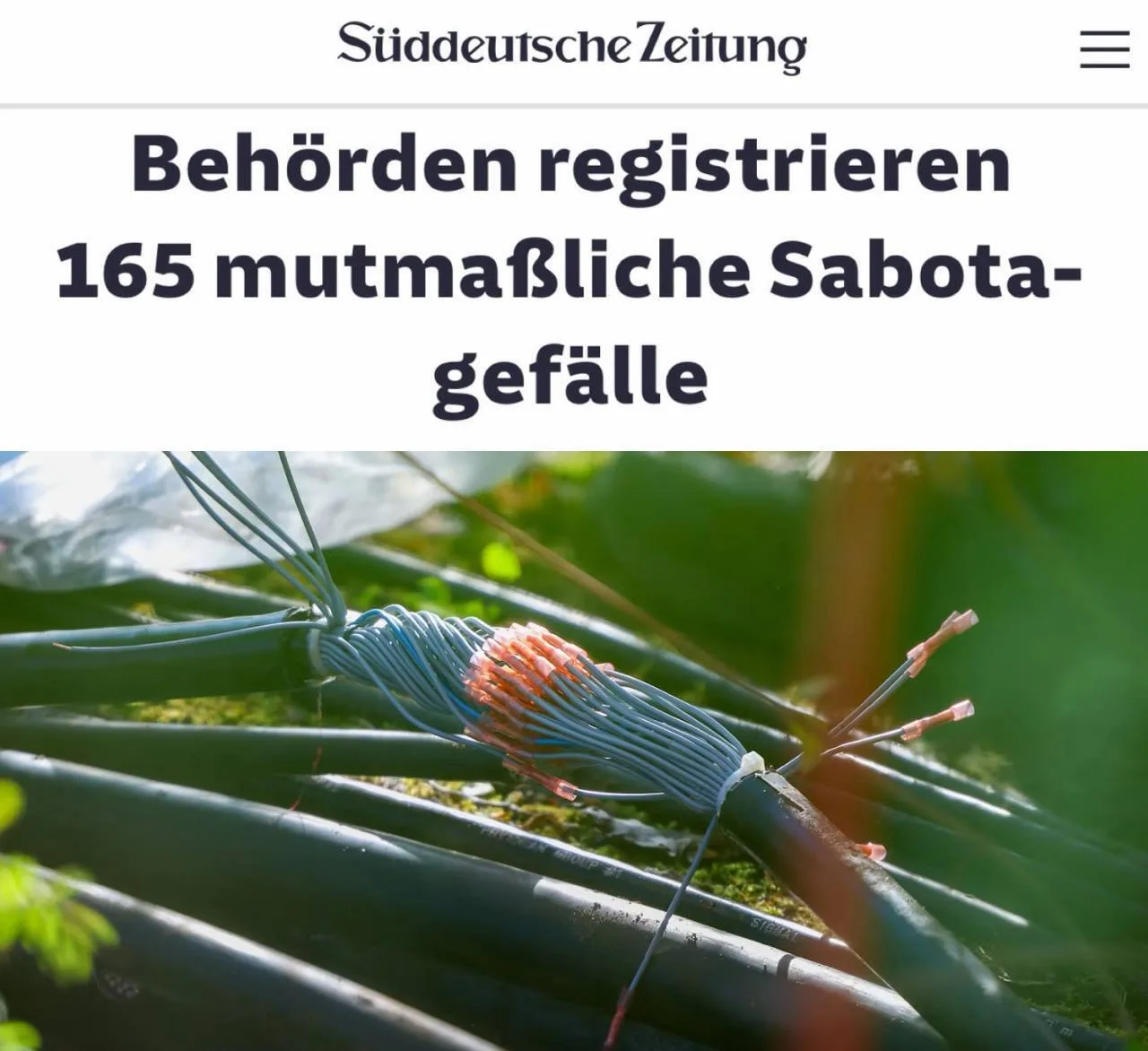🇩🇪 ✅ «Зарегистрировано 165 случаев саботажа»: С начала года немцы насчитали 165 дивер...