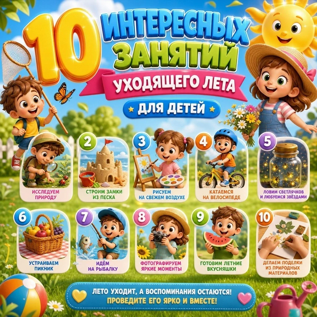 Лето уходит, а воспоминания остаются: чек-лист для детей на последние тёплые дни