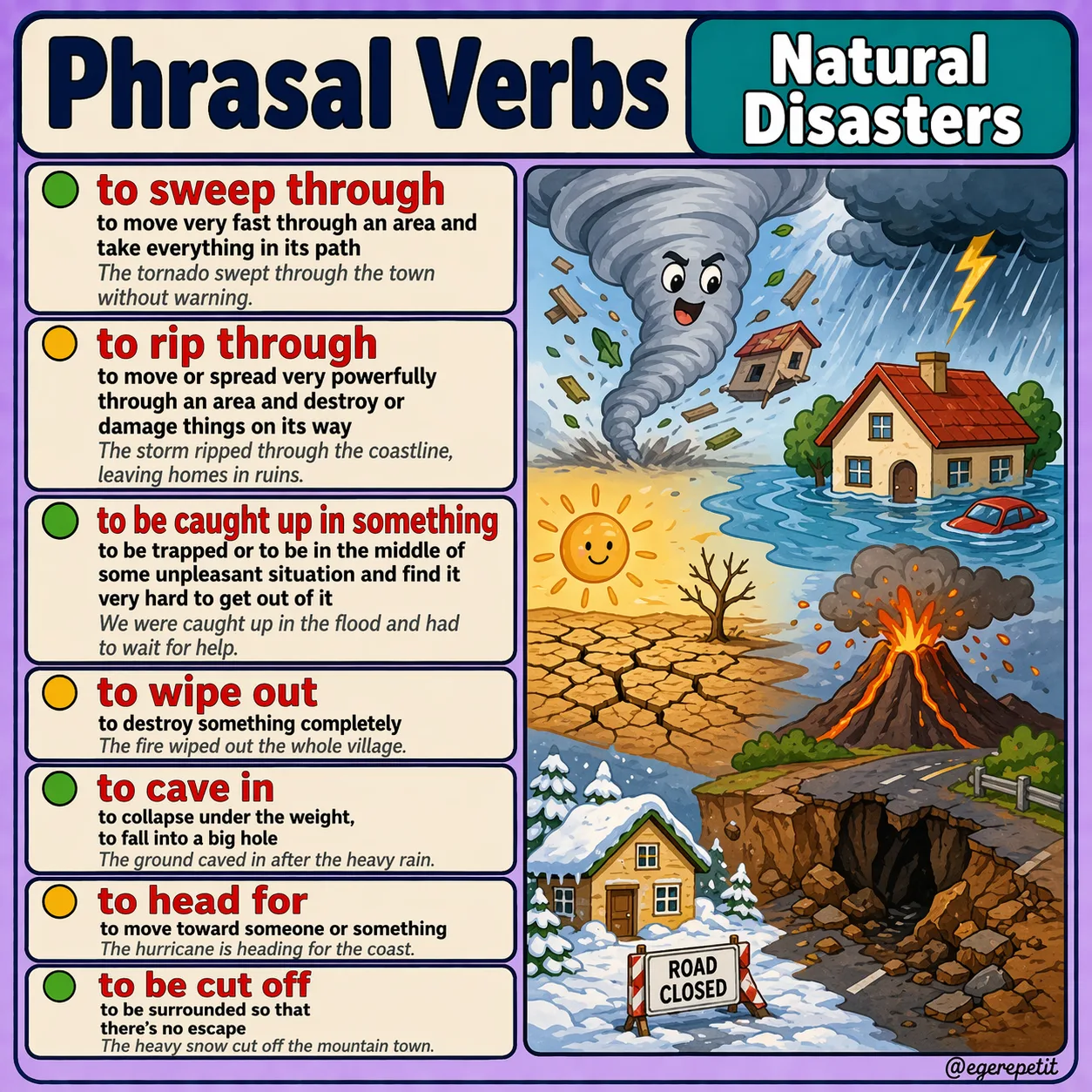 Фразовые глаголы по теме Natural Disasters