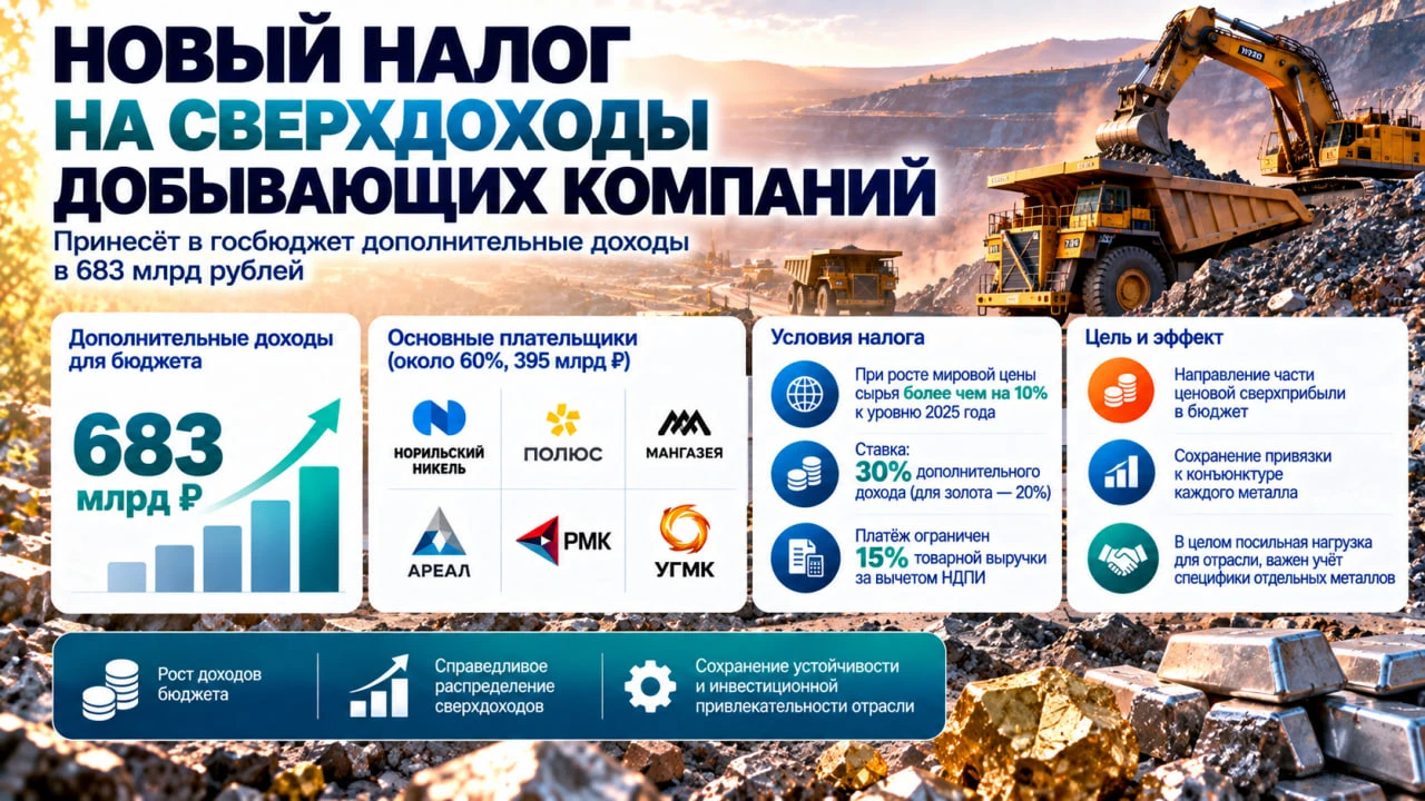 Новый налог на сверхдоходы добывающих горно-металлургических компаний принесёт госбюдже...