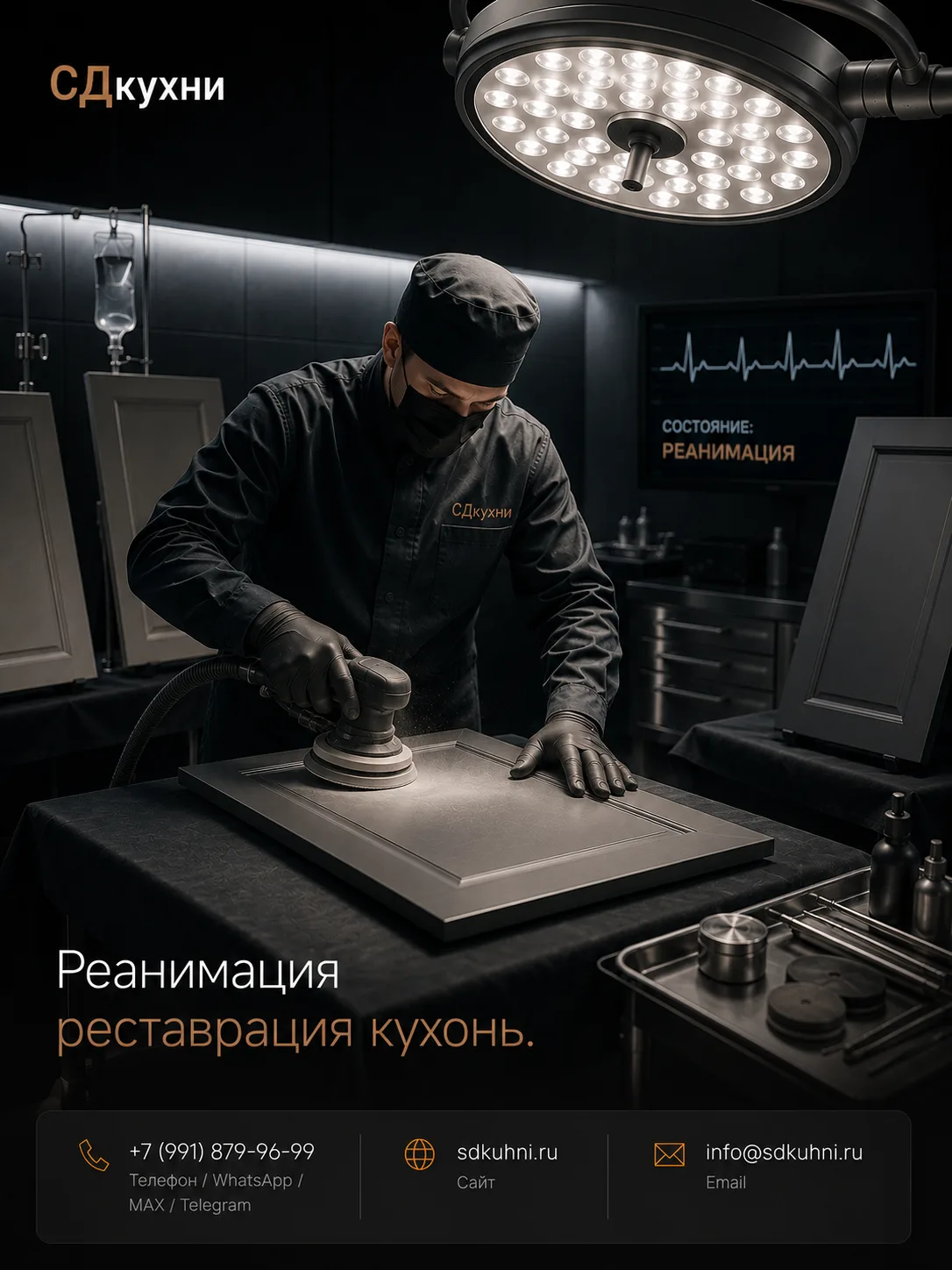 Иногда кухня выглядит уставшей не потому, что её пора менять.
 
А потому что фасады потеряли цвет, п