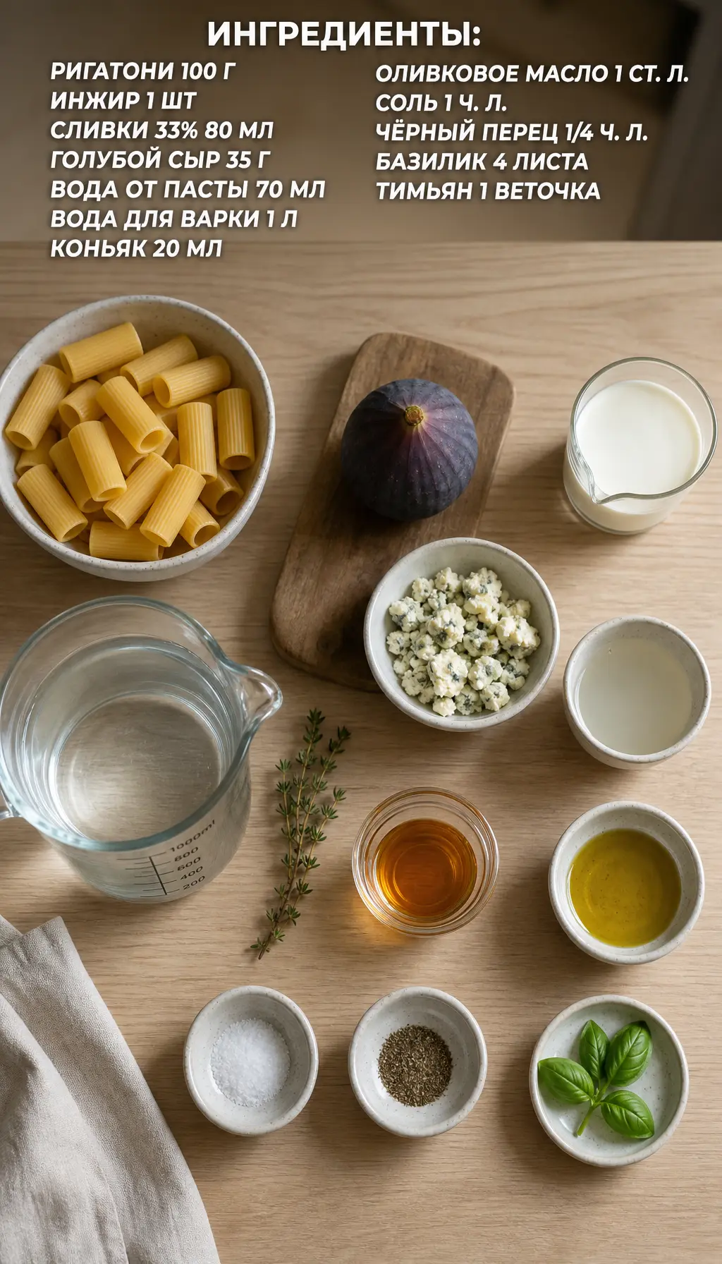Ригатони с инжиром и голубым сыром 🧀🍲