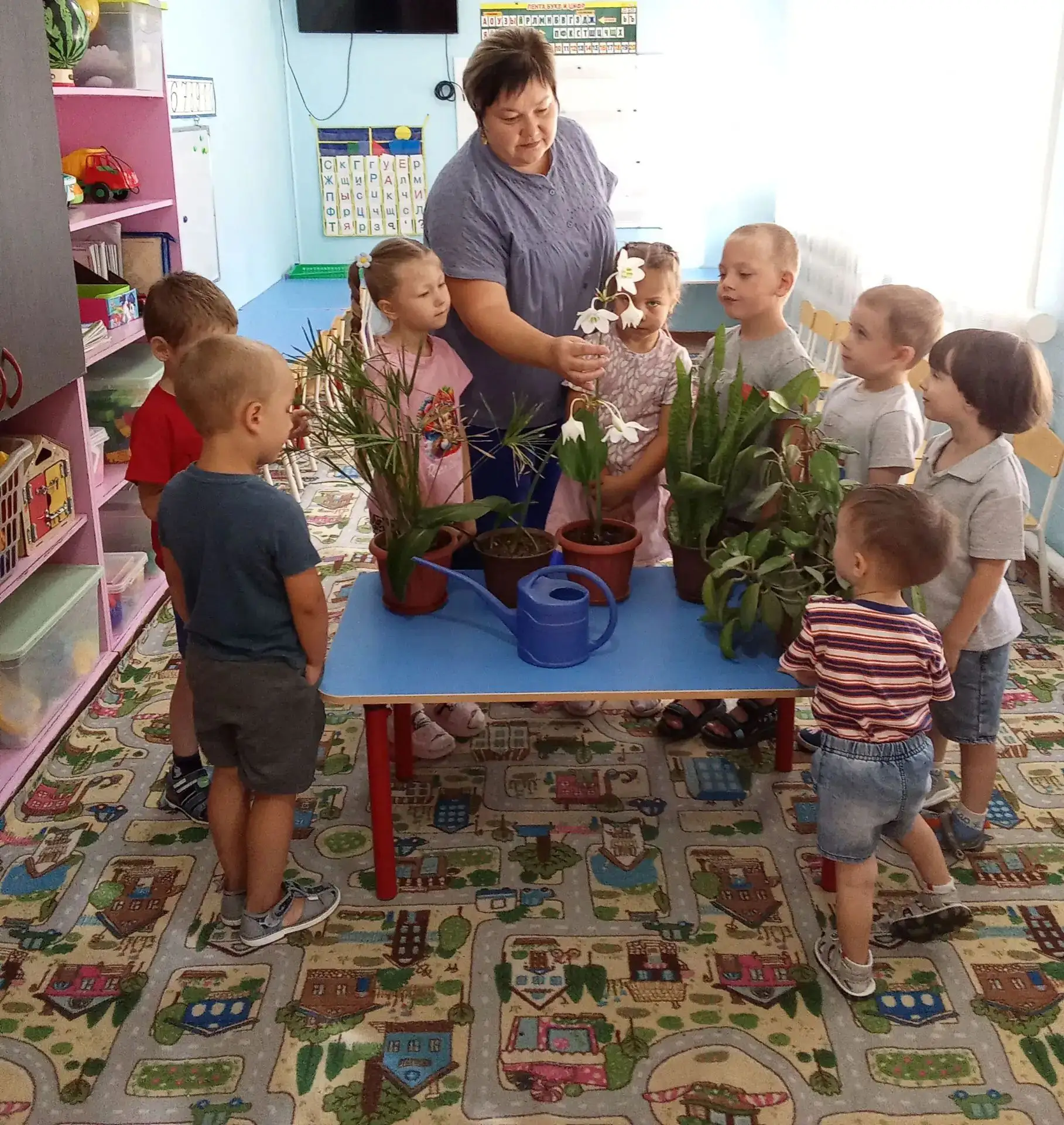 В группе "Буратино" прошел день "Комнатных цветов".Ребята вспомнили о правилах ухода за...