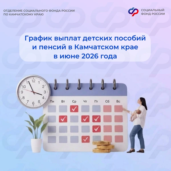 🗓 В июне Отделение СФР по Камчатскому краю перечислит пенсии и пособии по следующему г...