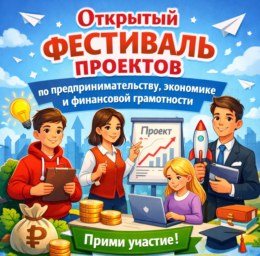 📅 Приглашаем школьников и педагогов принять участие в Открытом фестивале проектов по предприниматель