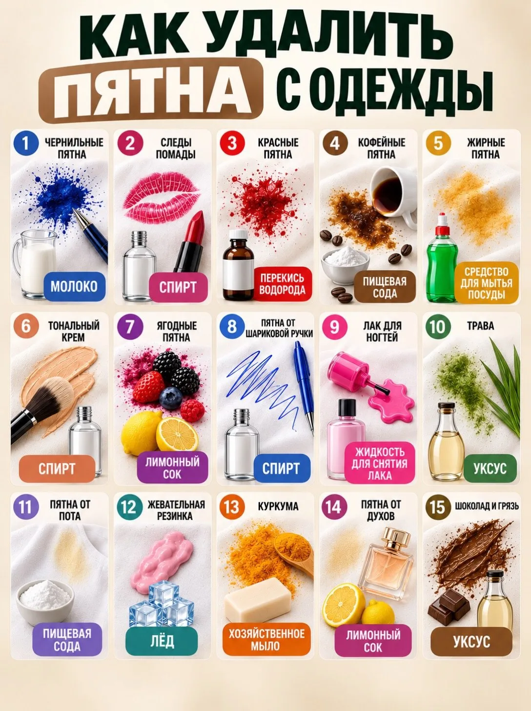 🫟Как удалить пятна с одежды?
