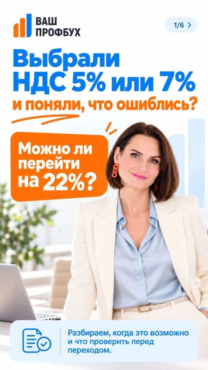 ⚠️ Выбрали НДС 5% или 7% — а теперь поняли, что ошиблись. Можно ли перейти на 22%?