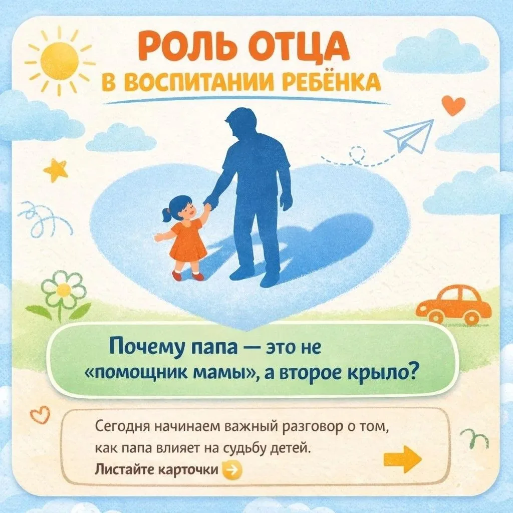 Роль отца в жизни ребёнка невозможно переоценить.☝️🤗