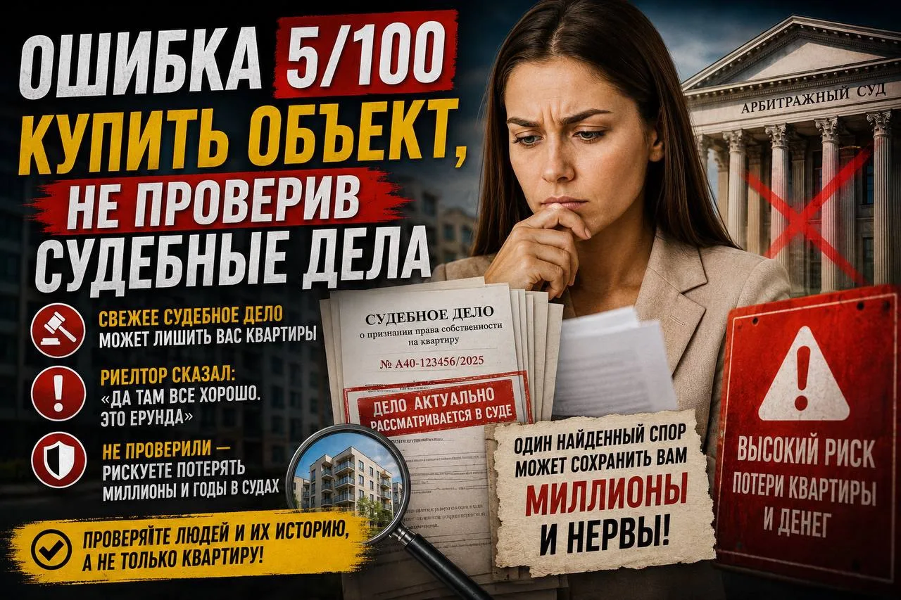 Ошибка 5 из 100. Купить объект, не проверив судебные дела.