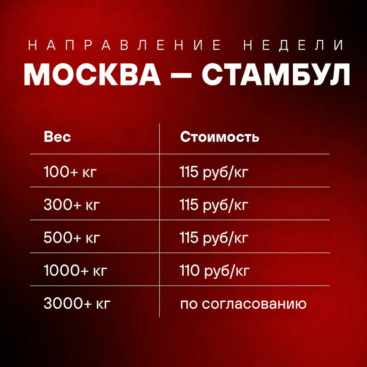 ✈️ Направление недели: Внуково → Стамбул

Отправляем грузы из Москвы, аэропорт Внуково (VKO), в Стам