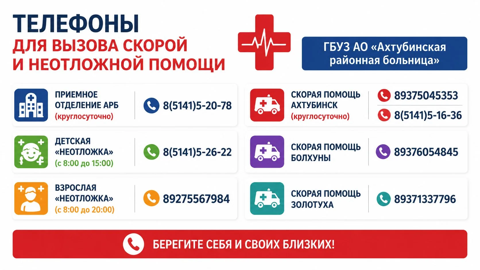 Сохраните на срочный или неотложный случай 📌