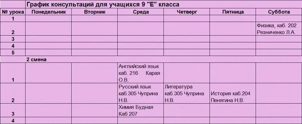 📚 График консультаций для успешной подготовки к сдаче экзаменов ГИА 9 уже утвержден. Следуйте распис