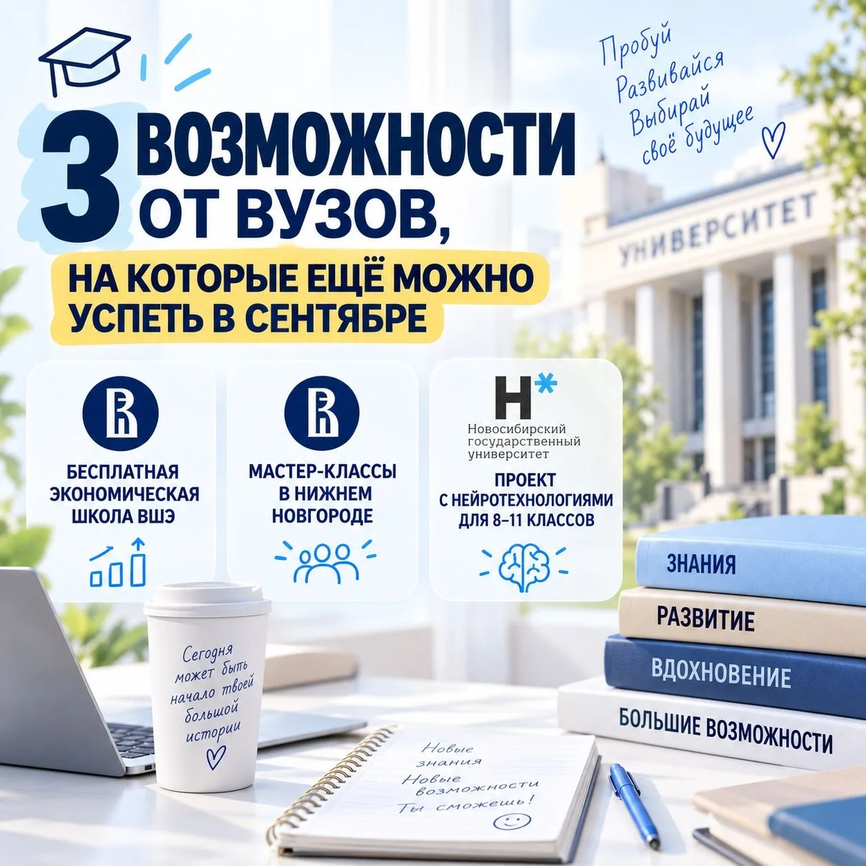 🎁 3 ВОЗМОЖНОСТИ ОТ ВУЗОВ, НА КОТОРЫЕ ЕЩЁ МОЖНО УСПЕТЬ В СЕНТЯБРЕ